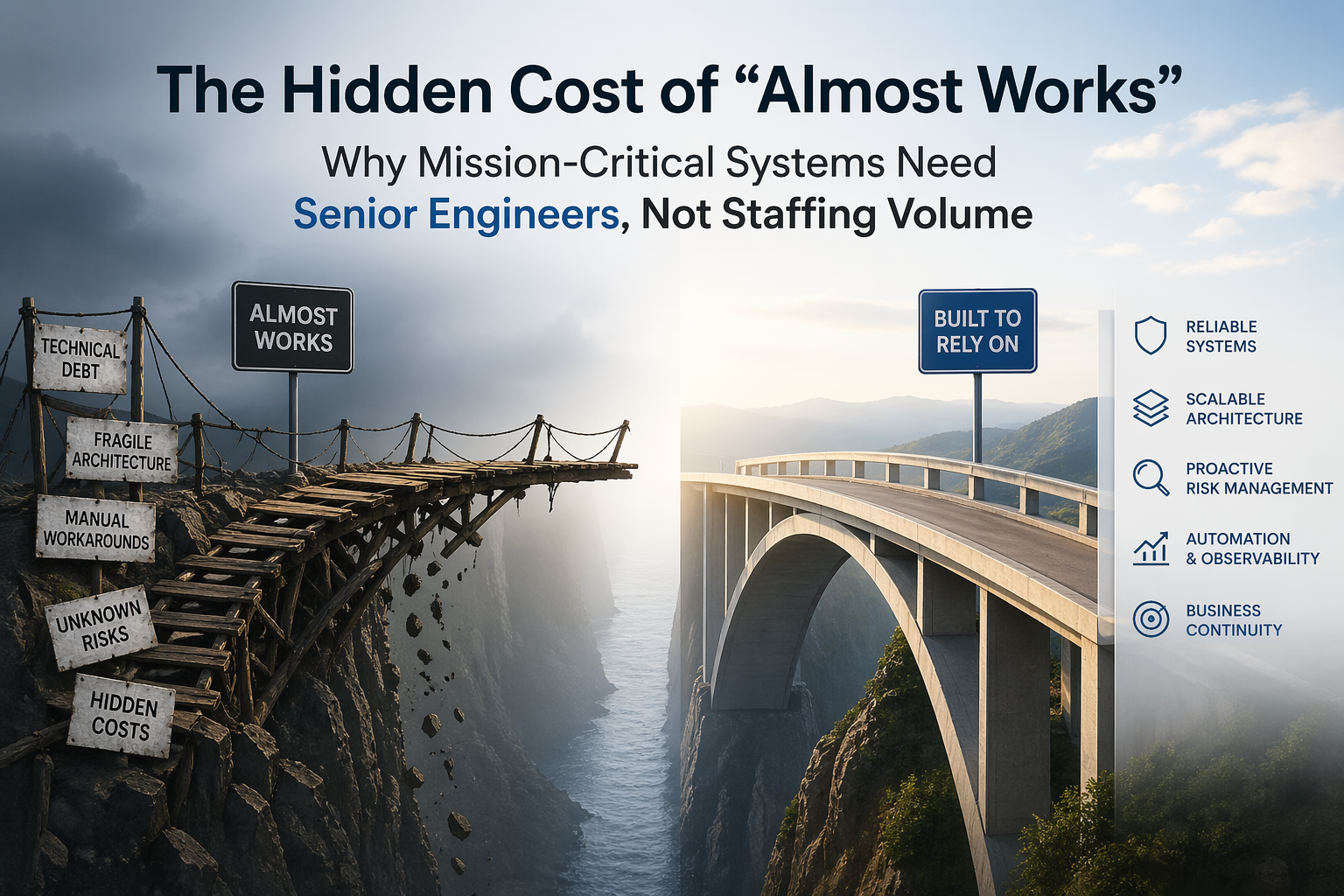 The Hidden Cost of “Almost Works”: Why Mission-Critical Systems Need Senior Engineers, Not Staffing Volume